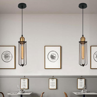Industriell hängande ljus i retrodesign – Vintage hänglampa med metallgaller