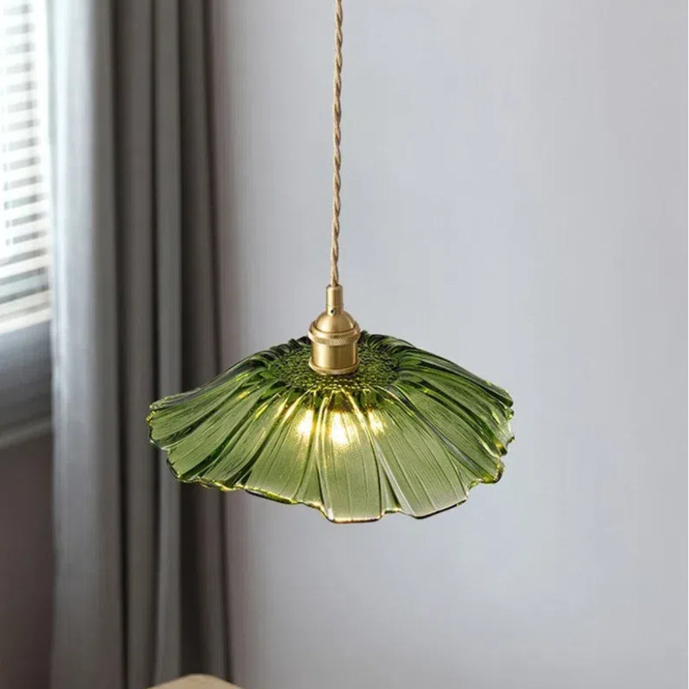 Vintage Floral Glass Pendant Light Fixture for Dining Room - Elegant Retro Design to Illuminate Your Space