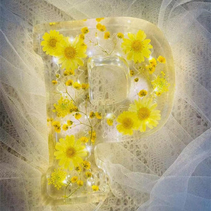 Brev Harpiks Lampa med Torkade Blommor