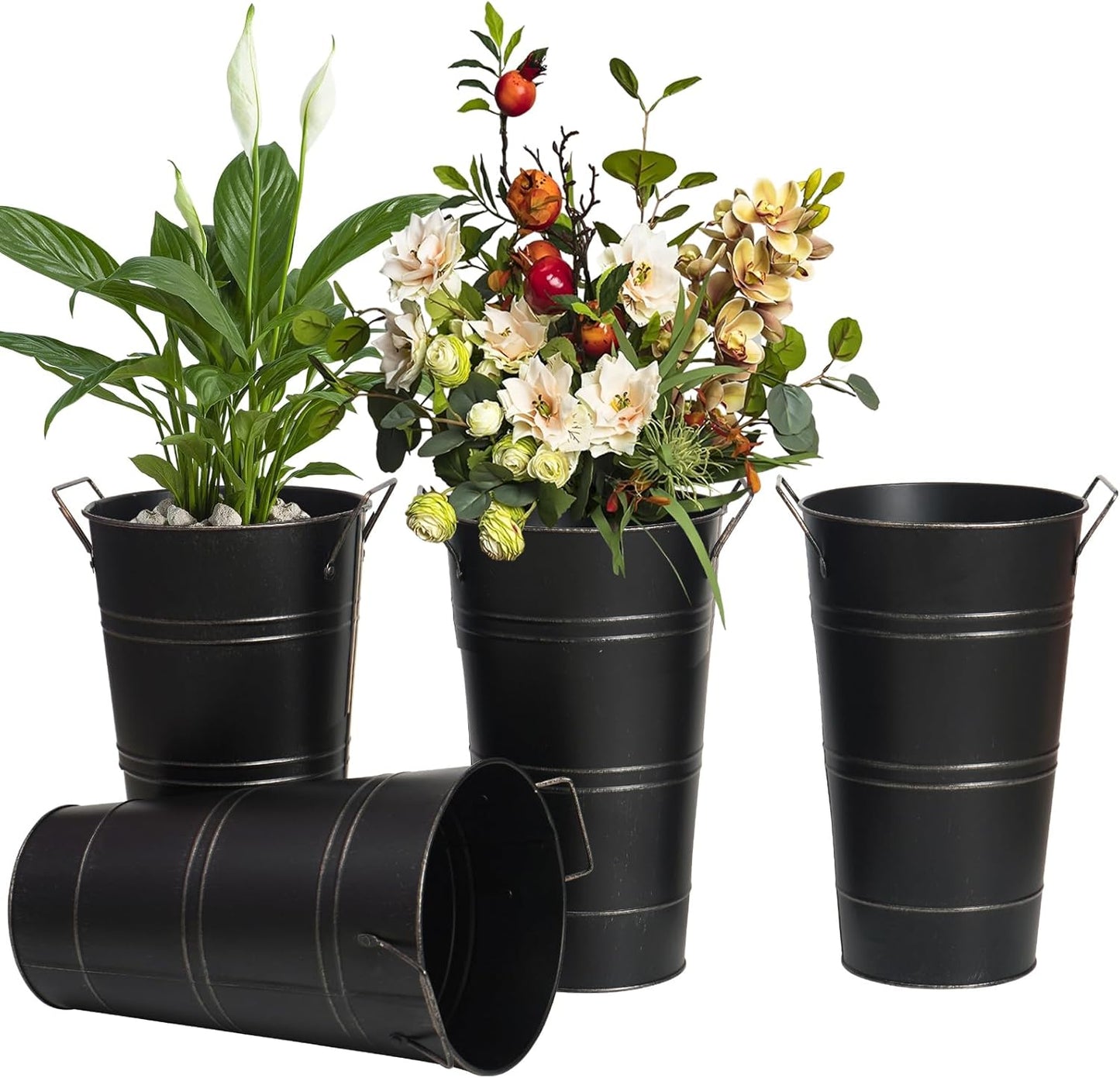 Retro Eisen-Blomkruka med handtag – Dekorativ metallblomkruka för hemmet