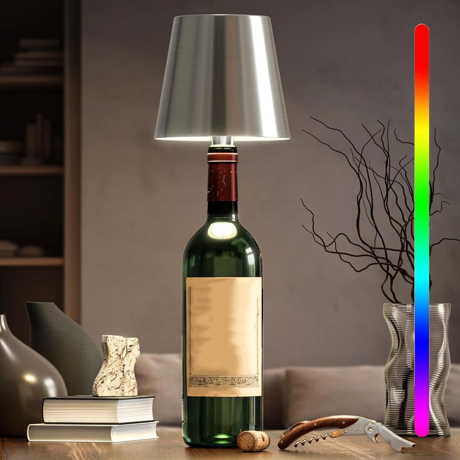 GlowBottle - LED Flee lamp med Dimbart Touchkontroll, Trådlös och Uppladdningsbar