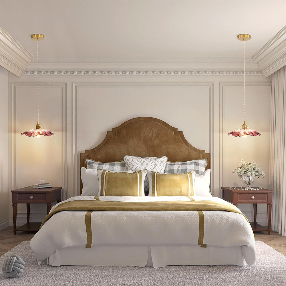 Vintage Floral Glass Pendant Light | Retro Elegance | Warm Glow | Justerbar Hängande | Brick by Brick