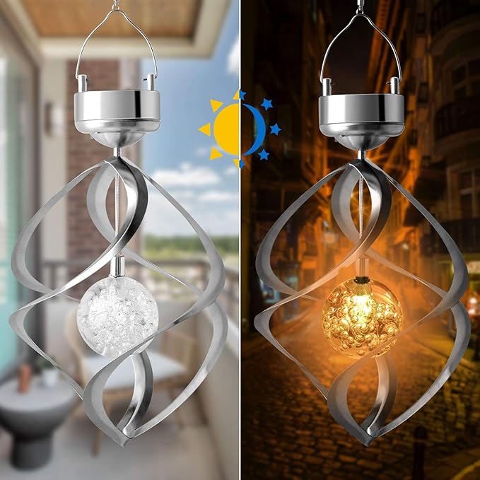 LED Solarsvindspel med färgskiftning – Dekorativ trädgår belysning för utomhusbruk