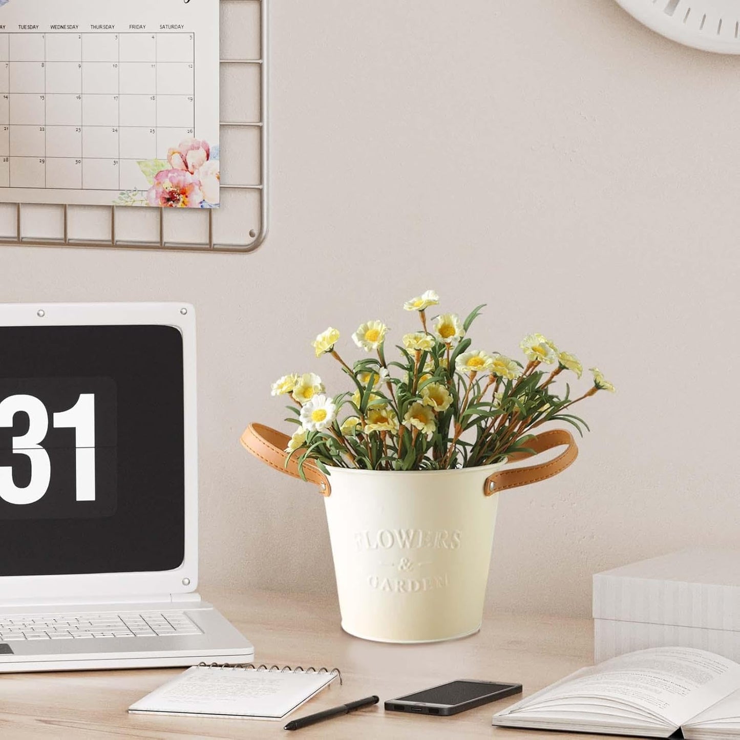 Dekorativa växtkrukor med läderhandtag – Blomkrukor för hemmet och trädgården