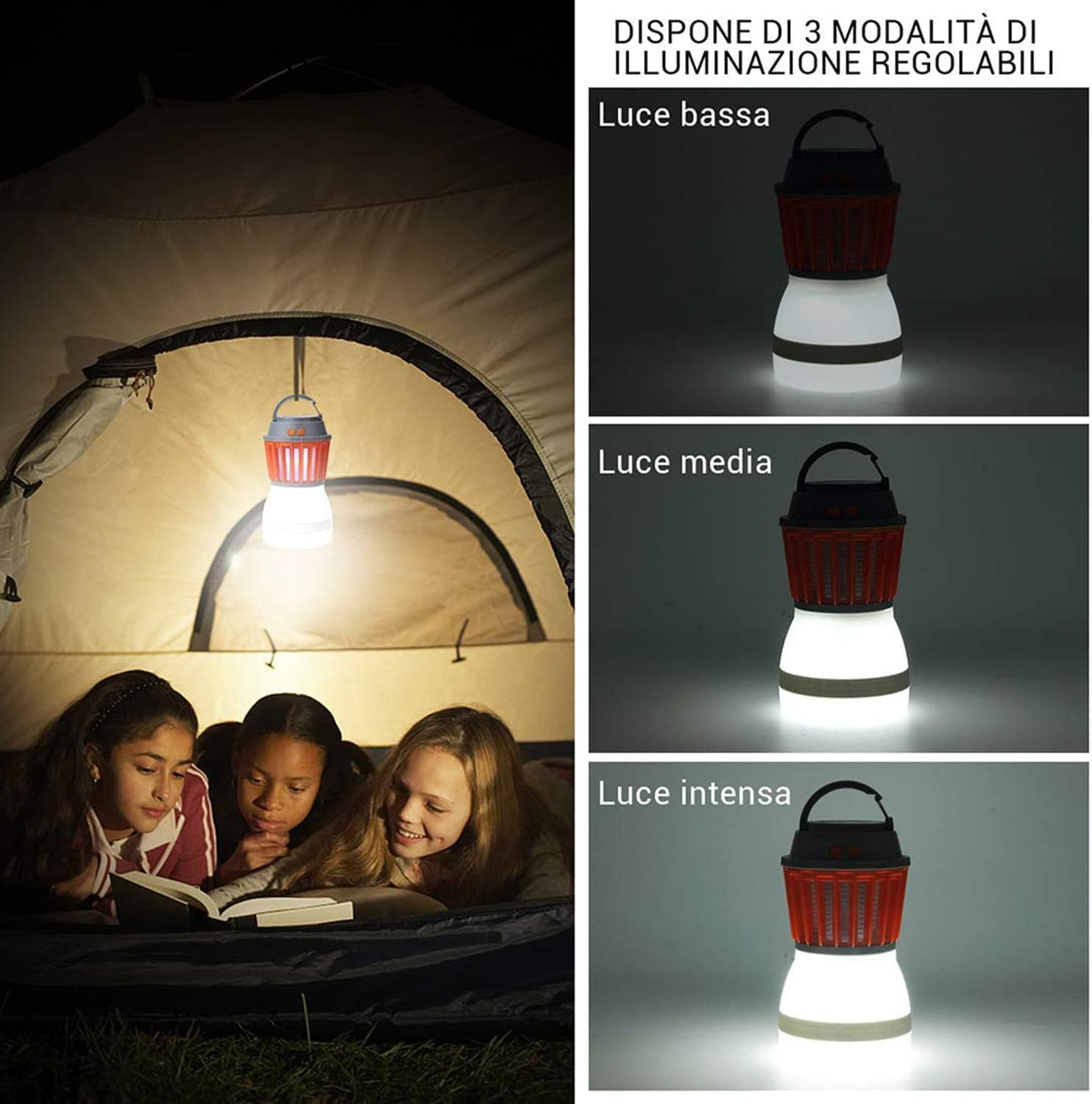 Solar LED mygglampa med integrerad lykta – Effektivt insektskydd och belysning för trädgård och camping