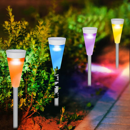 Solär LED trädgårdslampa med färgskift - Dekorativ utomhusbelysning för blomrabatter och gångvägar