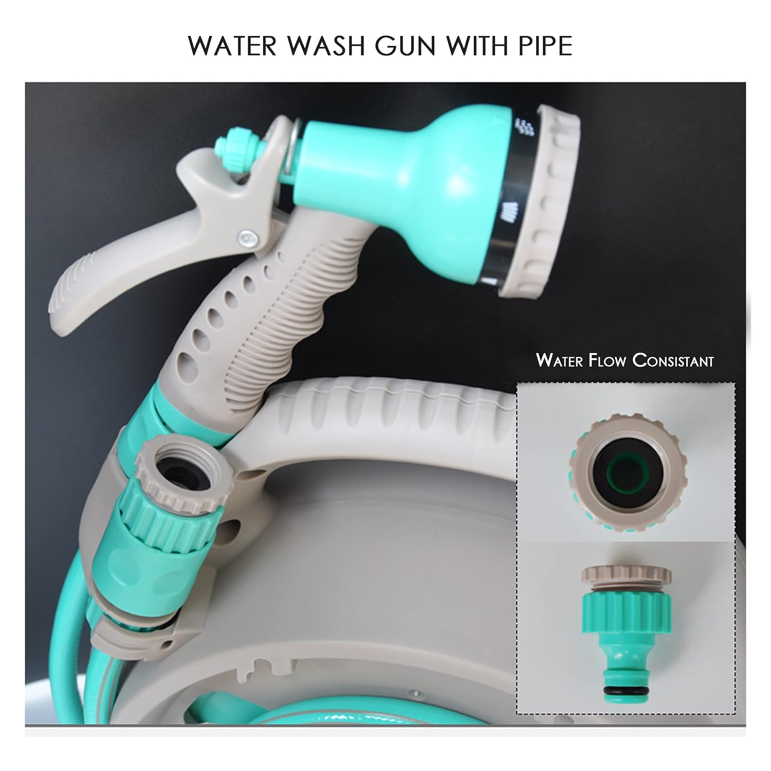 Praktisk slangupprullare med spraymunstycke – Kompakt trädgårdsslangvagn för enkel vattning