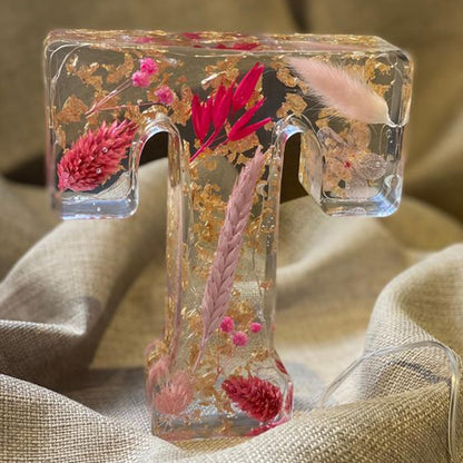 Brev Harpiks Lampa med Torkade Blommor