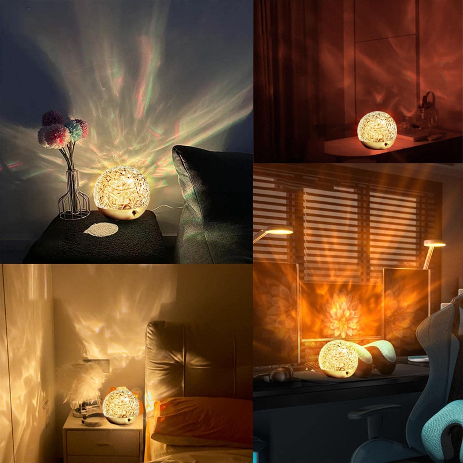 Projektionslampa med vågljus – Avkopplande stämningsbelysning för bord eller sovrum