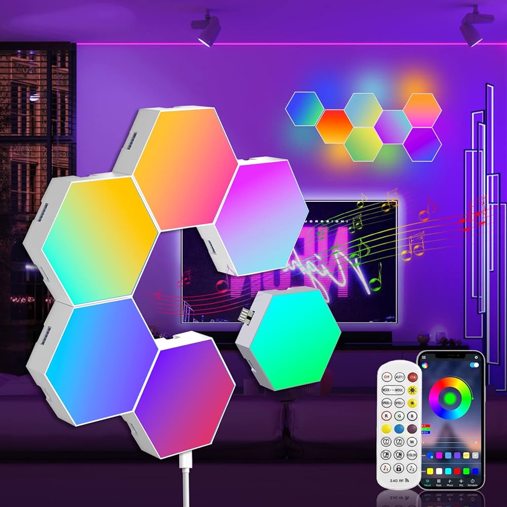 Lunexa Hexa | Moduler LED-väggpaneler med touch- och färgkontroll