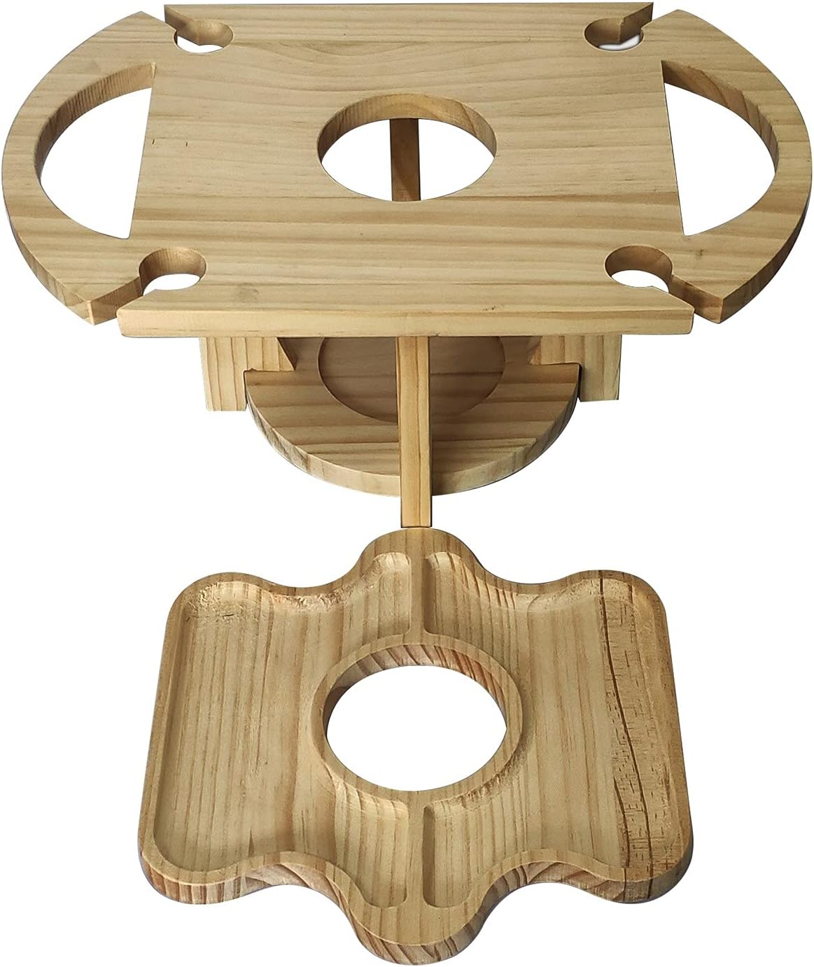 Carvallo-in-1 Utomhusbord Frulino DuoTray | Fällbar fruktskål & vinglasstativ | Av trä | Bärbar & Elegant | För picknick & trädgård