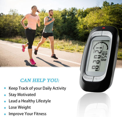 Luxora Walking 3D Pedometer med Klipp och Rem Plus 30 Dagars Minne Noggrant Stegräknare
