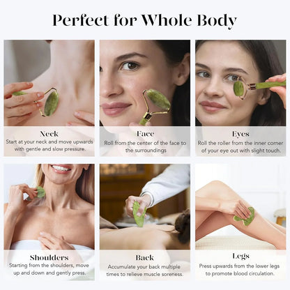 Instant Glow Gua Sha &amp; Jade Roller Set | För strålande hud och naturlig avslappning