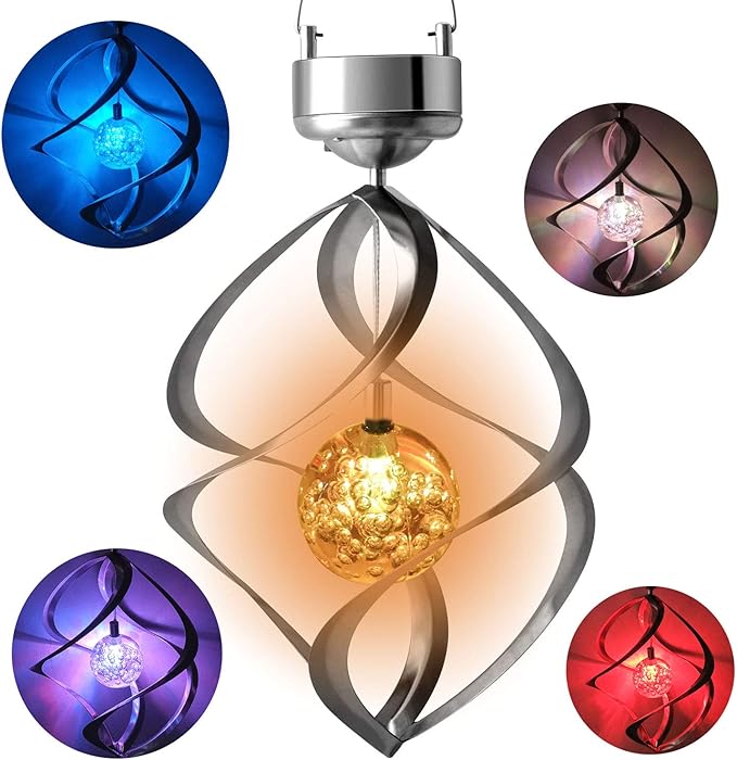 LED Solarsvindspel med färgskiftning – Dekorativ trädgår belysning för utomhusbruk