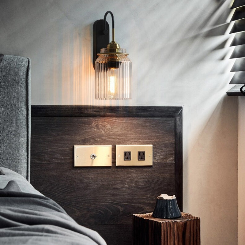 ÉclatRétro - Vägglampa med skärm i ribbat glas