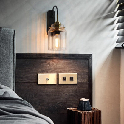 ÉclatRétro - Vägglampa med skärm i ribbat glas