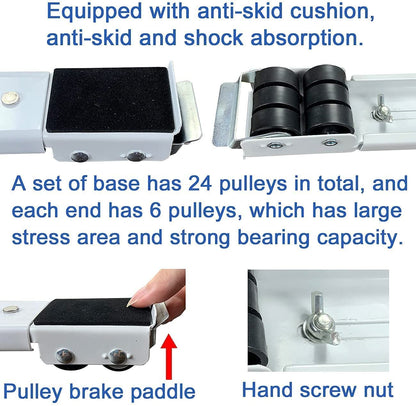 Royallure Tunga-Duty Justerbar Apparatrulle för Smidig Rörlighet och Lätt Transport - 2Pcs