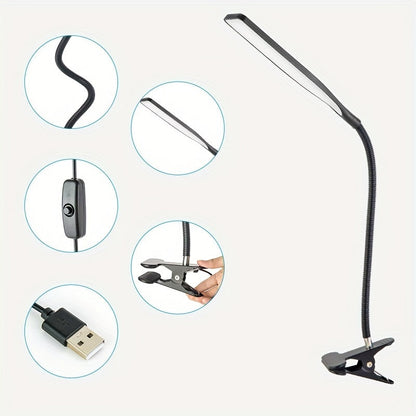 FlexiGlow - LED-skrivbordslampa med svanhals och klämma