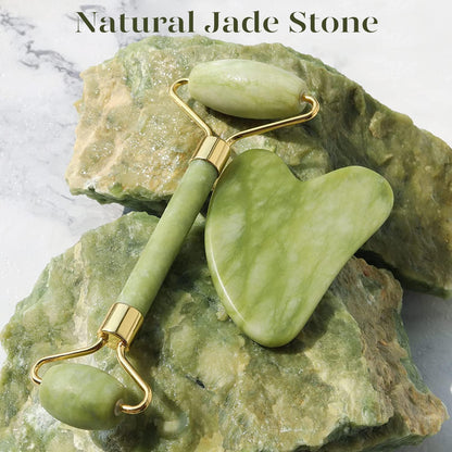 Instant Glow Gua Sha &amp; Jade Roller Set | För strålande hud och naturlig avslappning