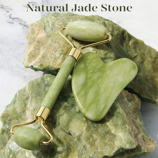 Instant Glow Gua Sha & Jade Roller Set | För strålande hud och naturlig avslappning