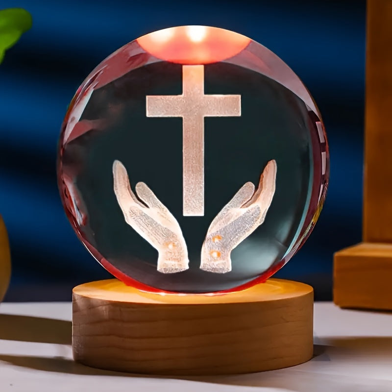 CrystalGlow - Traditionell 3D Graverad Kristall Nattlampa