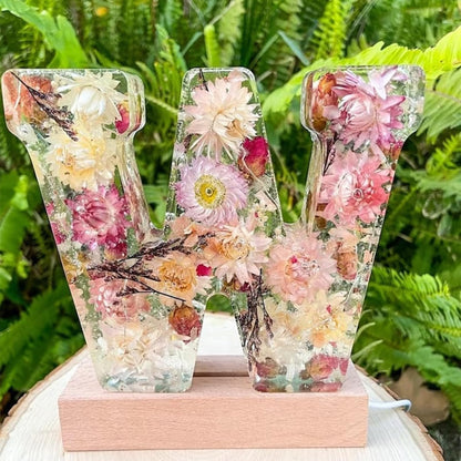 Brev Harpiks Lampa med Torkade Blommor