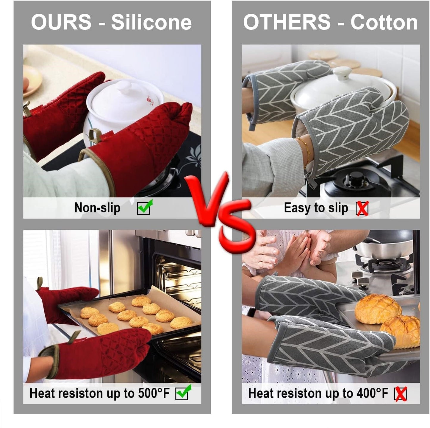 Carvallo-Set HeatGuard Pro | 6-delat | Värmebeständig upp till 260 °C | Rutschfritt silikon | Extra lång