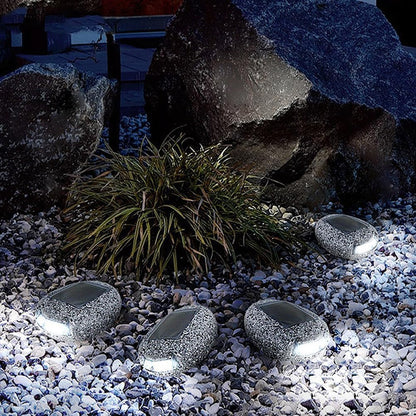 Solar LED Stenlampa för trädgård och stigar – Väderbeständig stigbelysning i naturstensdesign