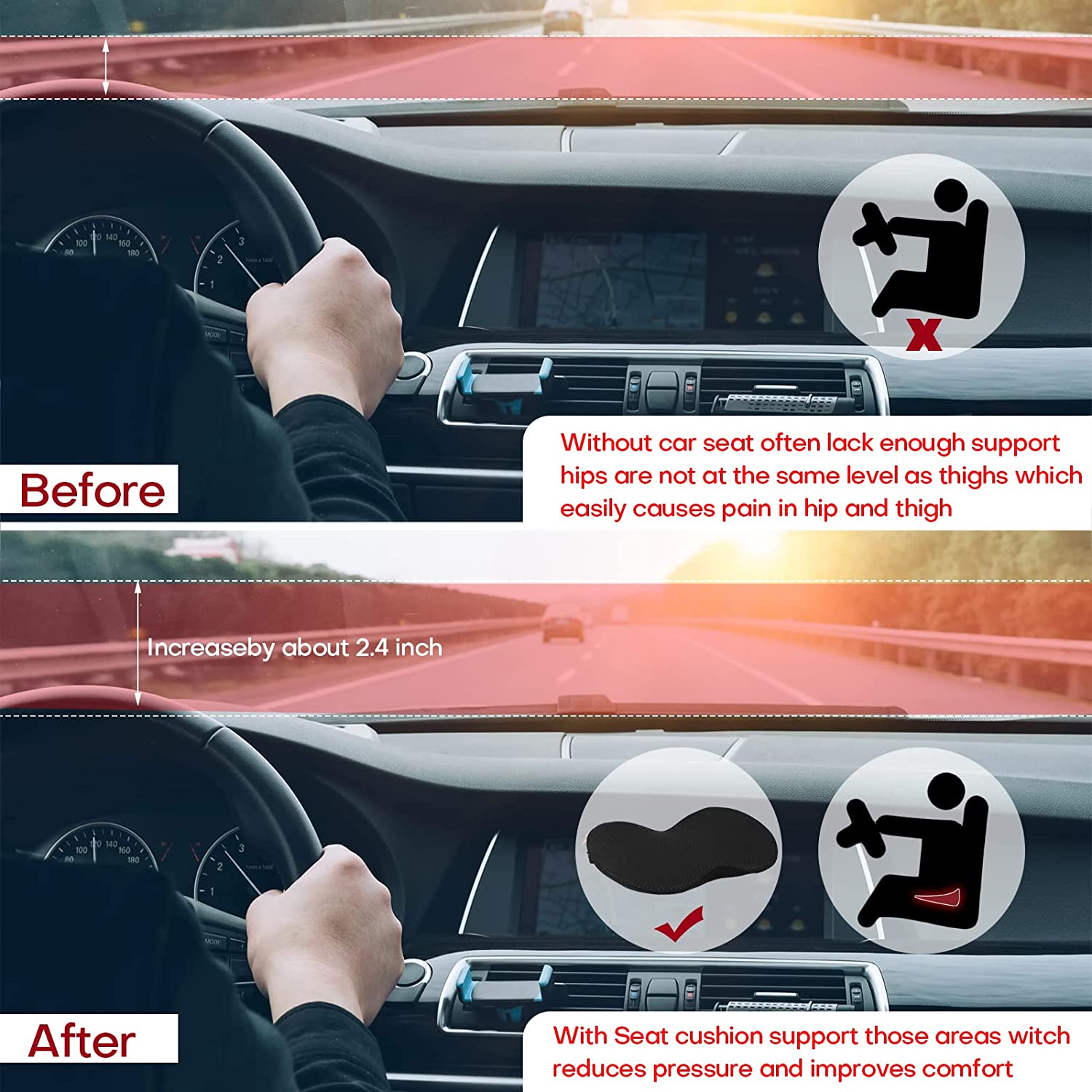 Bilstolsdyna med minnesskumstöd