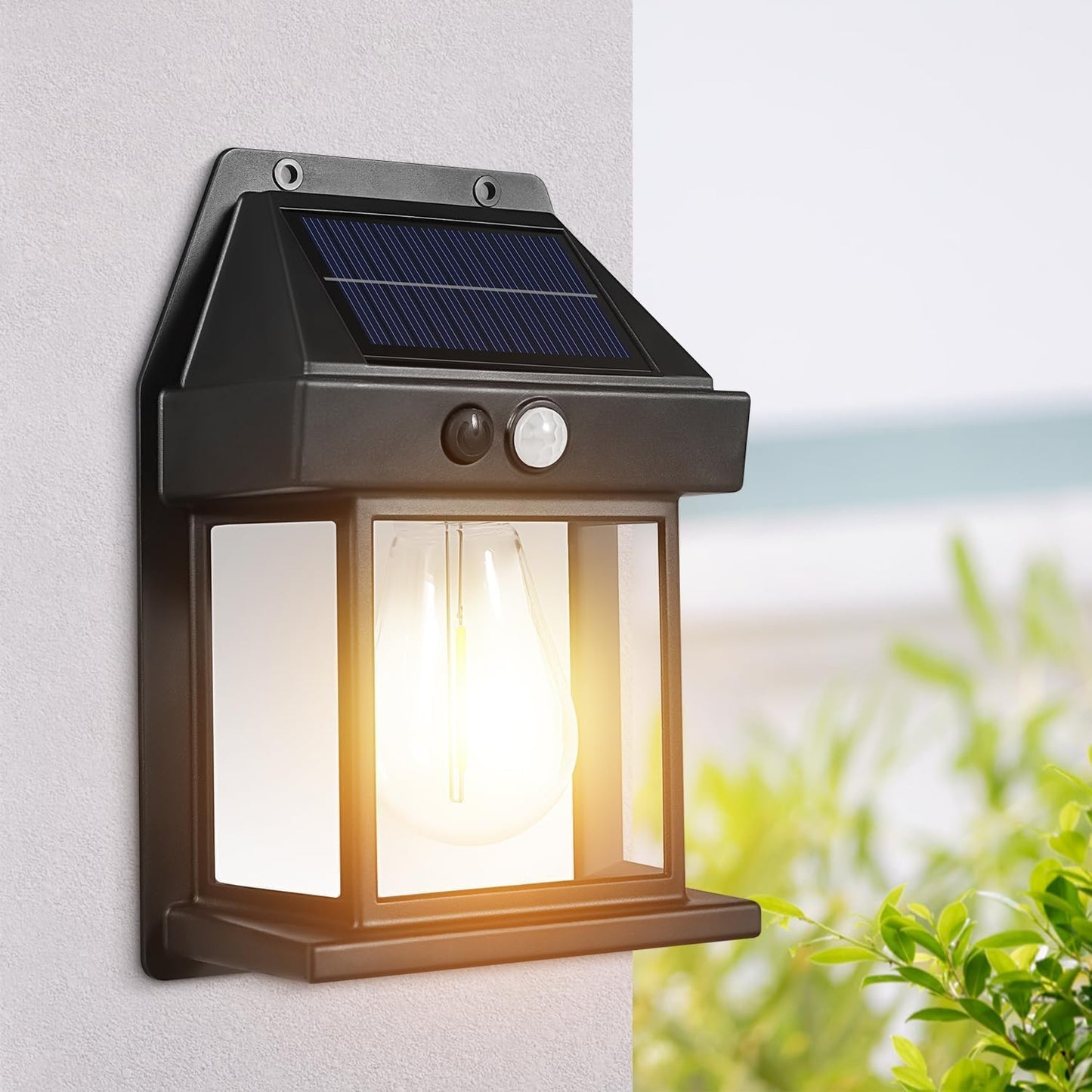 Utomhus Sol Lantern Rörelsesensor Vägglampa