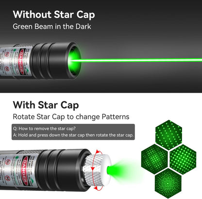 Laserpekare Uppladdningsbar Grön Utomhus Metallfackla