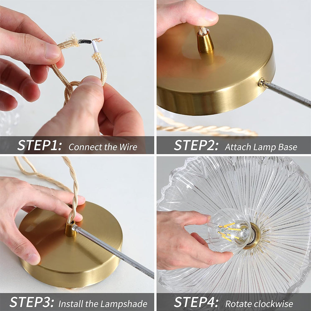 Vintage Floral Glass Pendant Light Fixture for Dining Room - Elegant Retro Design to Illuminate Your Space