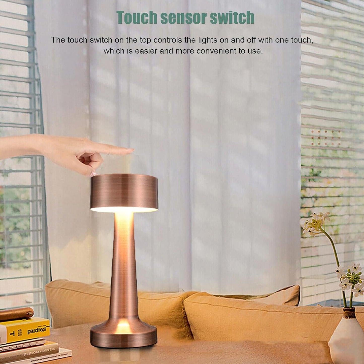 RoyaleGlow Trådlös LED Bordslampa – Dimbar Touch-Control Lampa för Hem & Kontor