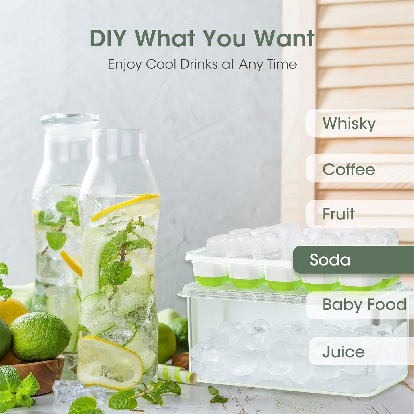 Carvallo Isbit formar Silikon 4-pack | Stapelbar med förvaringslåda | Flexibel & Platsbesparande | För cocktails & drycker