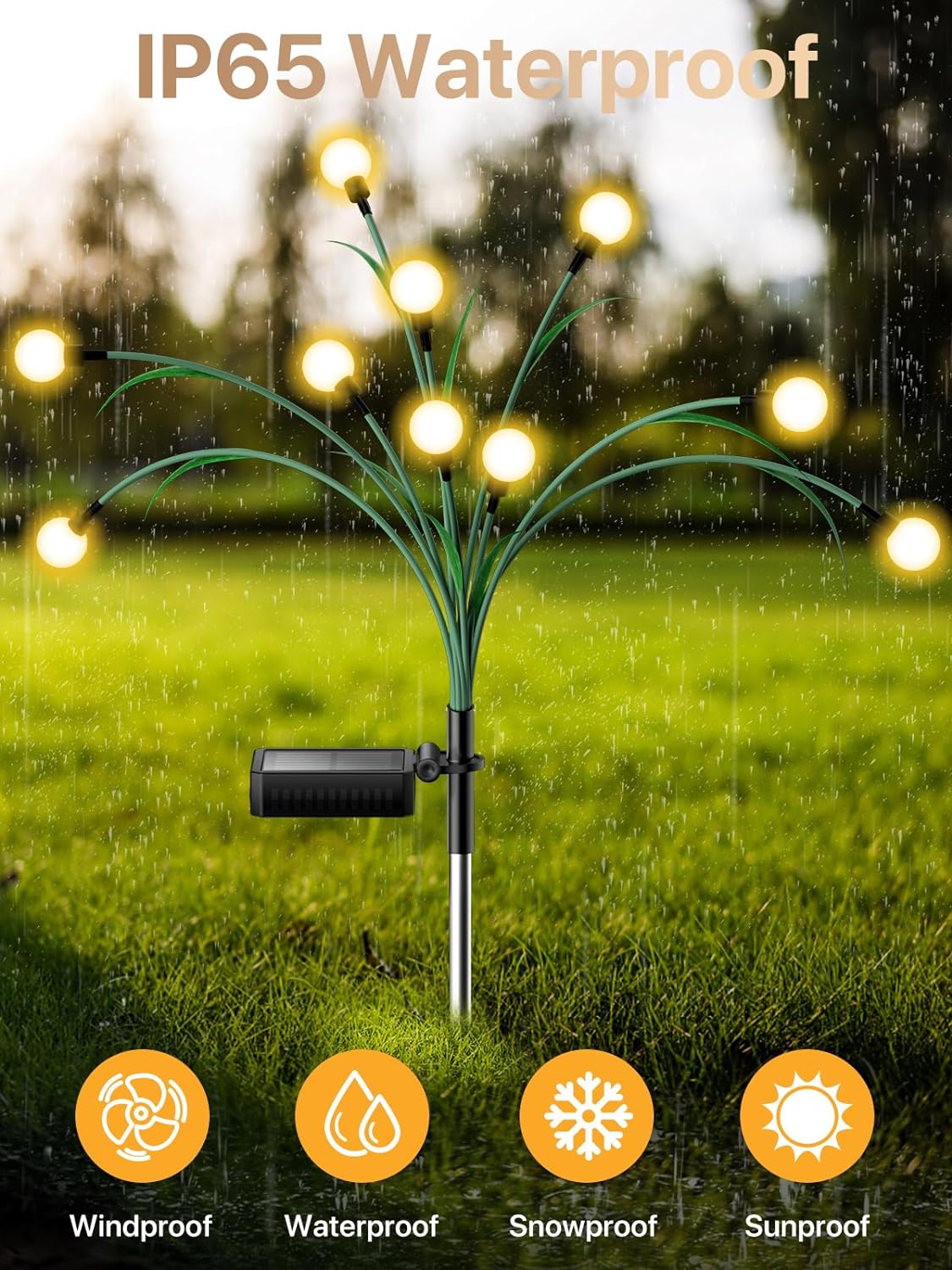 Solträdgårdsbelysning - 2024 Ny Förbättrad Bladdesign 10 LED Sol Eldflugor