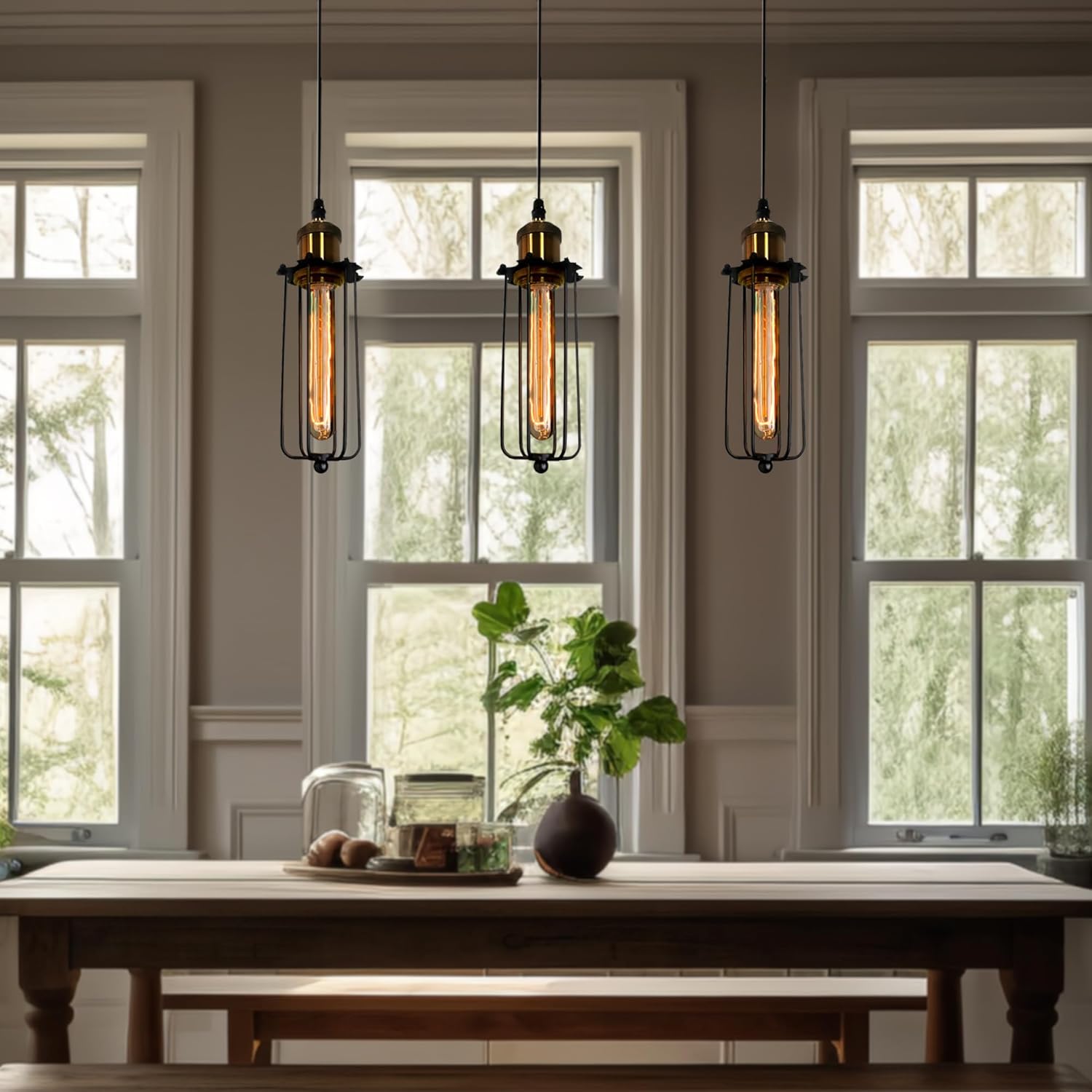 Industriell hängande ljus i retrodesign – Vintage hänglampa med metallgaller