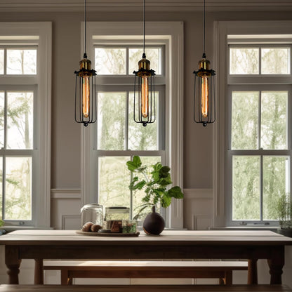 Industriell hängande ljus i retrodesign – Vintage hänglampa med metallgaller