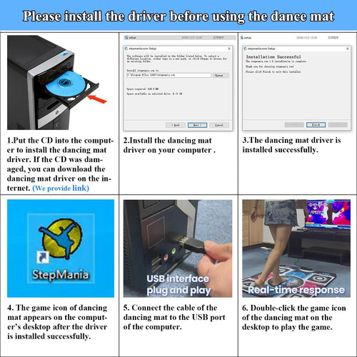 Step Dance Mat för PC – Halkfri USB Dansmatta för Spelare &amp; Dansare