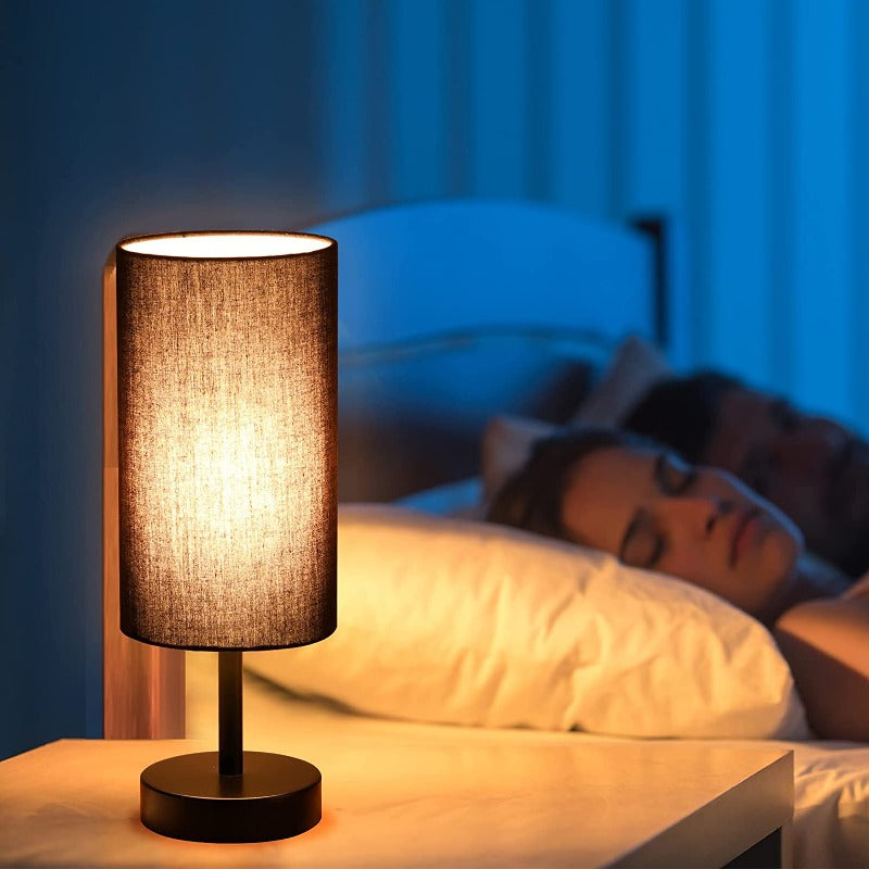 Beröringsstyrd Bordslampa - Bordslampa med USB-portar och 3-vägs dimbar linne skärm