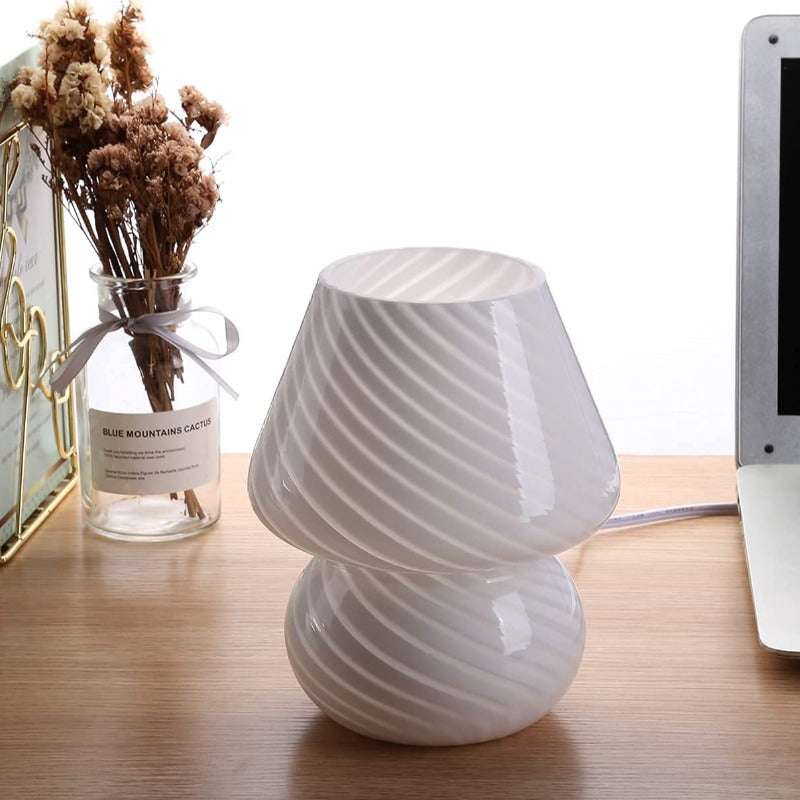 Svamplampa - Vintage Glaskvällslampa med Ränder