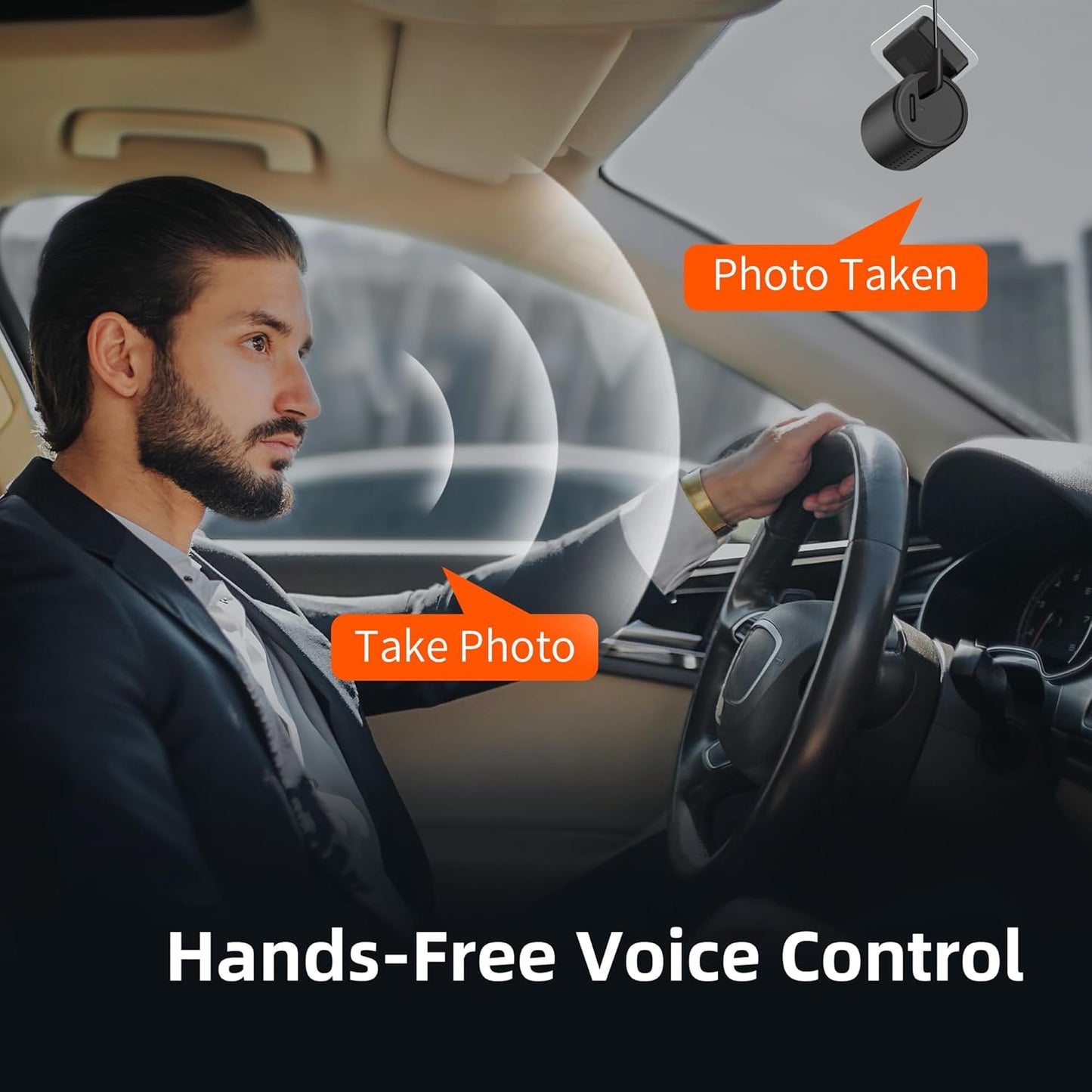 Royallure Mini Dash Cam med WiFi, röststyrning och 24H parkeringsvideoinspelare