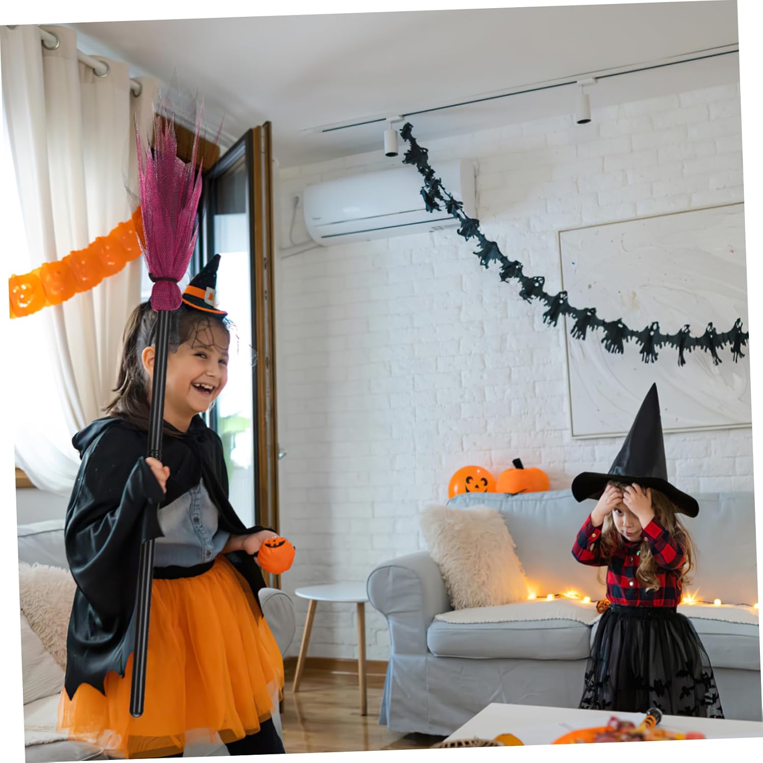 Halloween Häxa Kvast Plast Fest Rekvisita