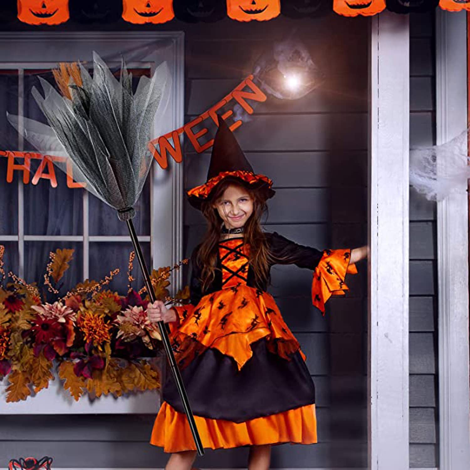 Halloween Häxa Kvast Plast Fest Rekvisita