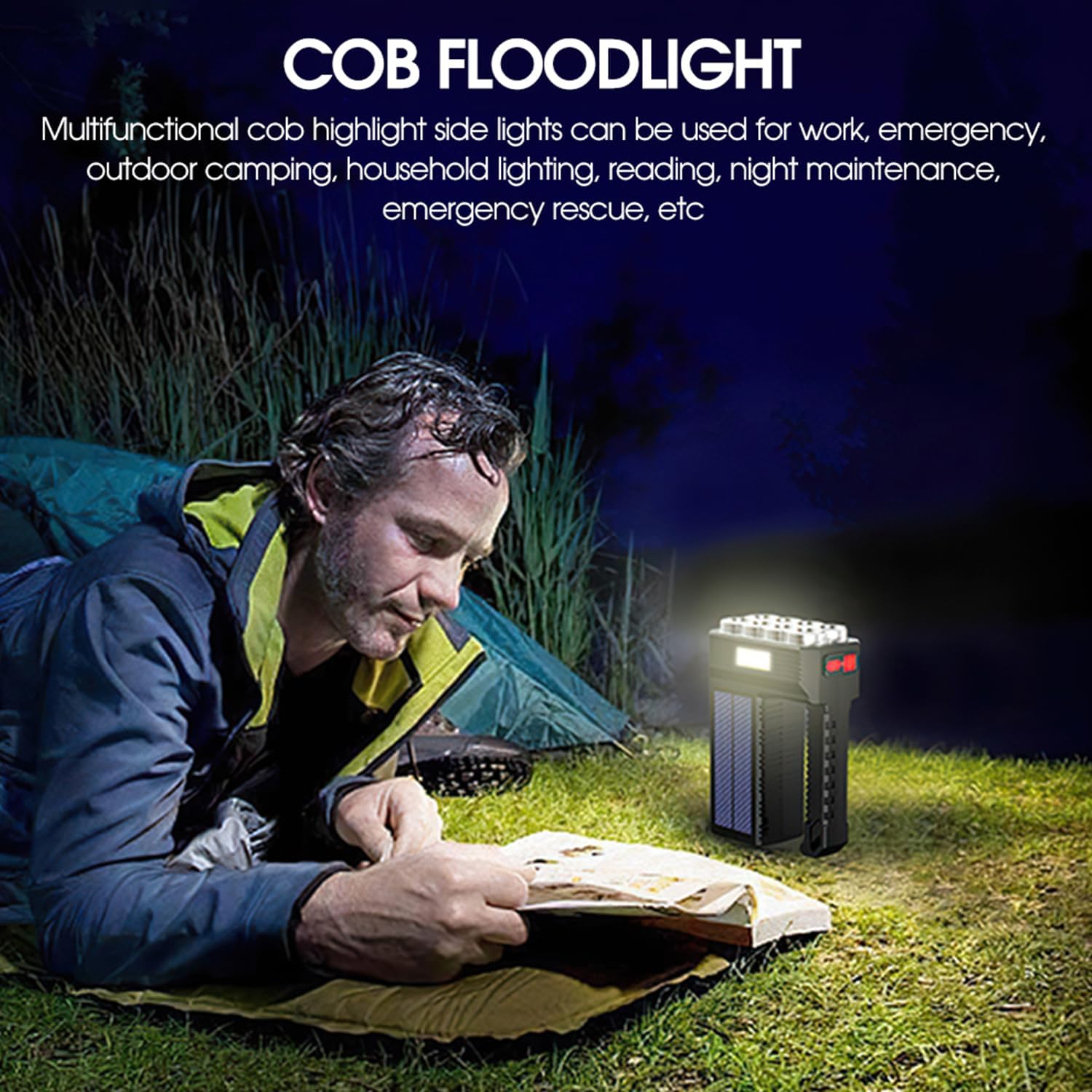 Solenergi LED ficklampa – Vattentät, kraftfull handstrålkastare med litiumbatteri