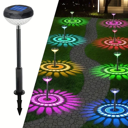 Solar trädgårdslampa med färgskift – LED trädgårdbelysning för utomhusbruk med blomsterdesign