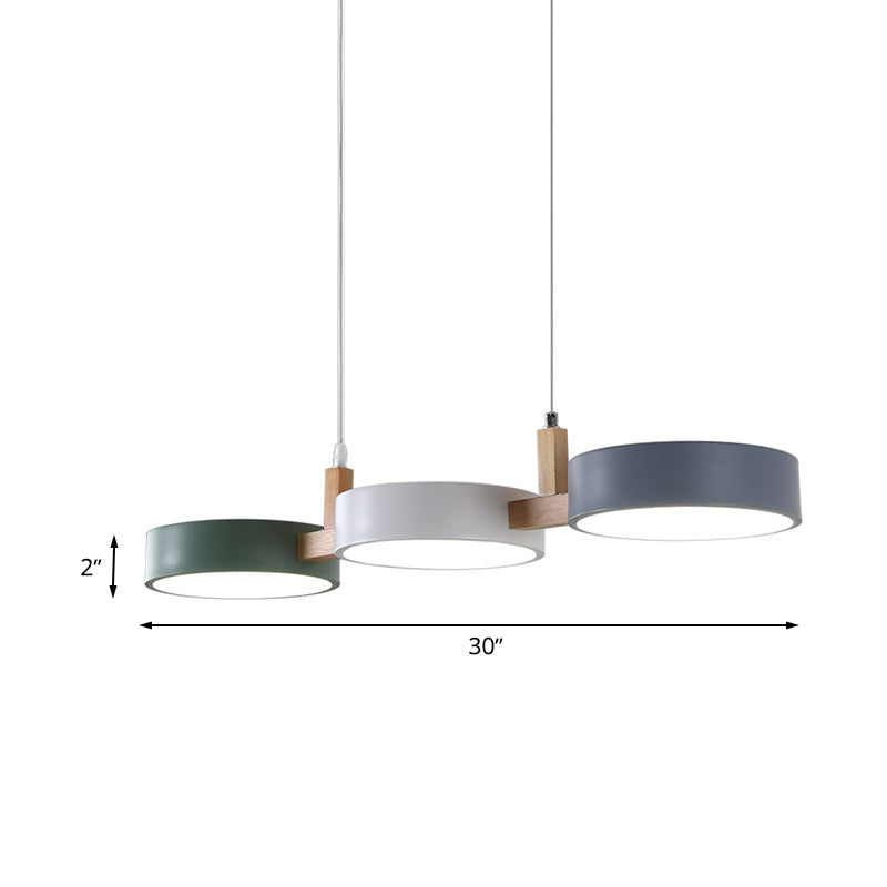 Modern Trä Arm Hänglampa med Flerfärgad Cylindrar, 3 LED Högar