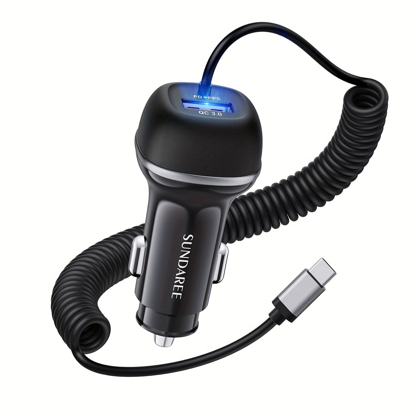 Carvallo Snabbladdare för bilen | USB-C & QC 3.0 | 51W effekt | 3 uttag
