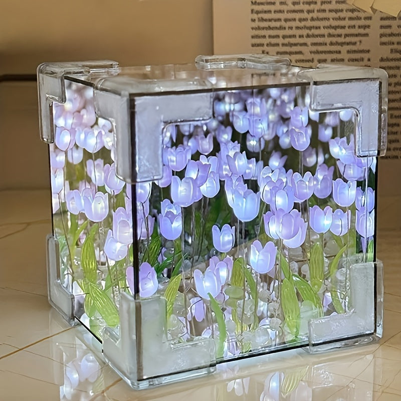 TulipGlow - Handgjord Tulpan LED Nattlampa och Spegel