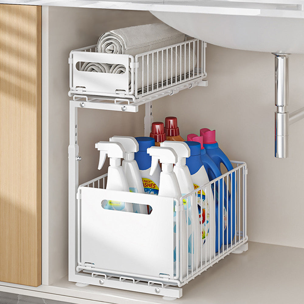 Royallure Utdragbar Under Disk Organiser 2-Lagers Justerbar Glidande Hylla för Skåp