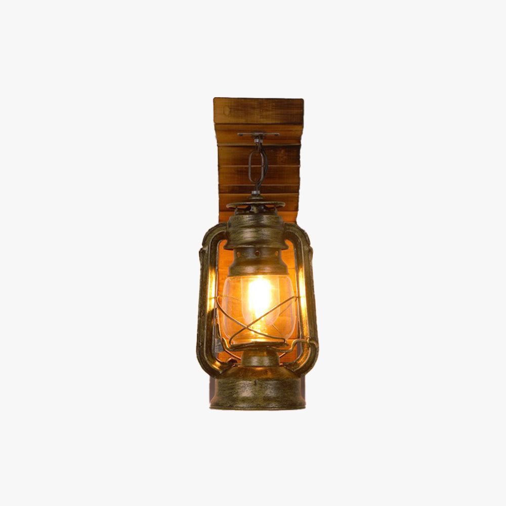 Alpine Retro Vägglampa, Brun, Vardagsrum, Metall Trä
